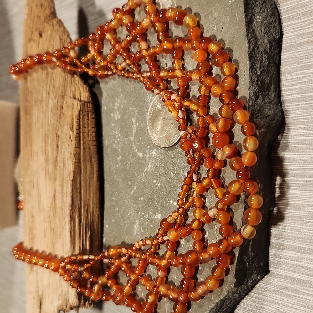 Geniune Carnelian And Sterling Silver Necklace NWOT